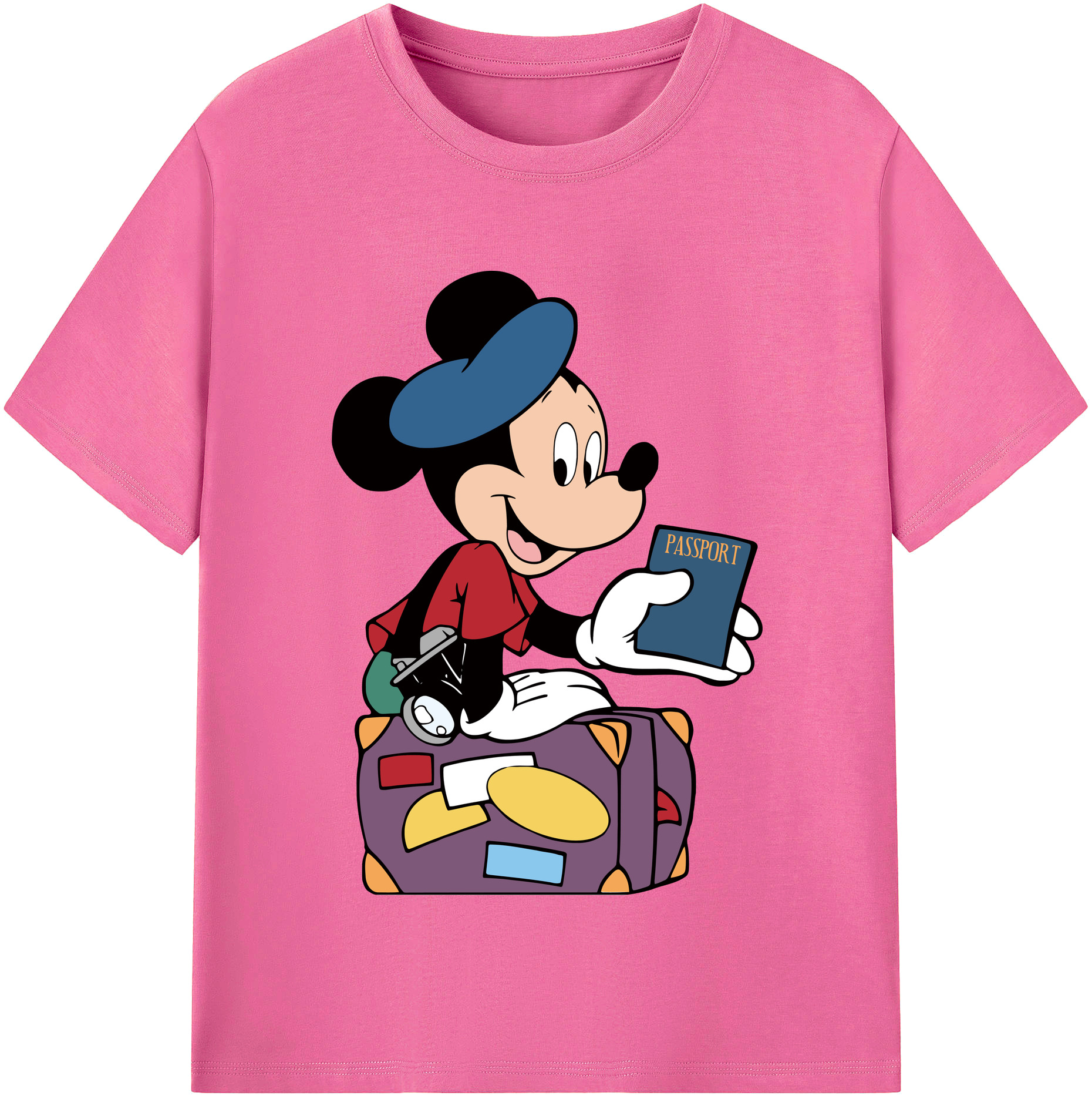 （画像用） ミッキーマウス Mickey Mouse レディースカジュアルプリントTシャツ（綿100％）